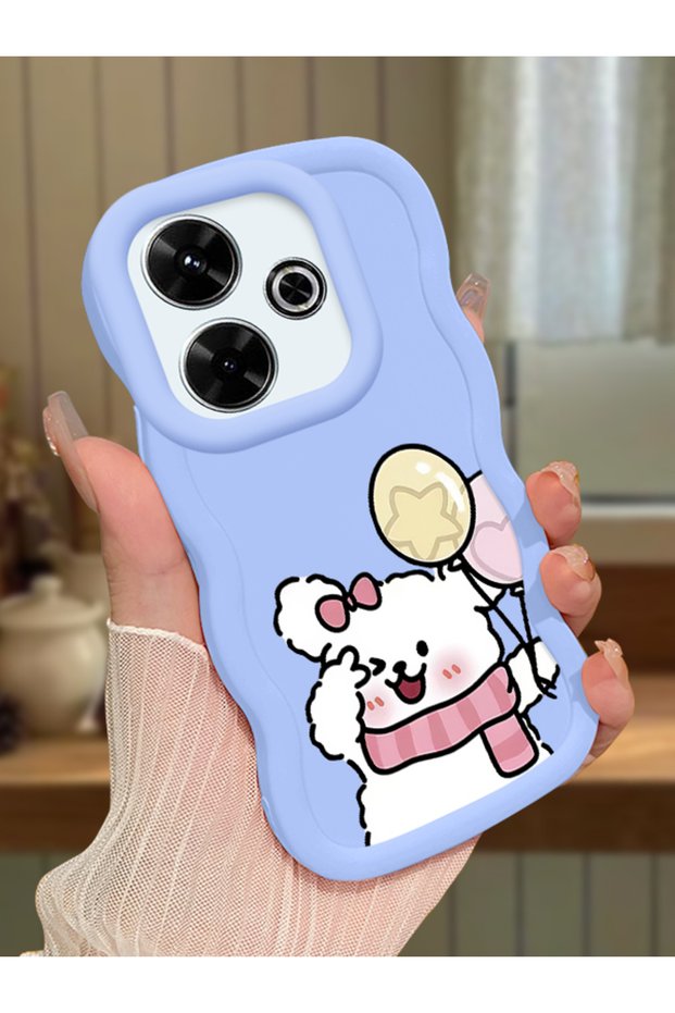 Redmi 13 4g Compatible Case Camera Protector Blue Silicone Couple Phone Case Cat Pattern