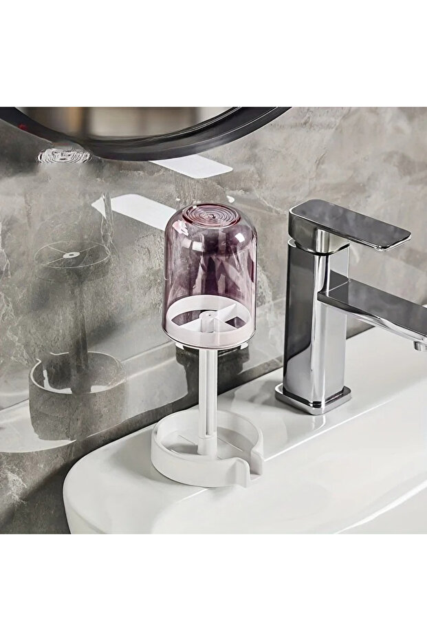 Pink Toothbrush Holder Withdust Cover Drainage Design Plastic Multifunctional Bathroom Toothbrush an