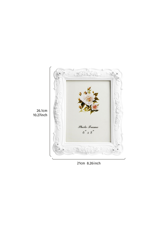 A0168 1PC, simple white rose relief photo frame, suitable for home decoration as a decorative item