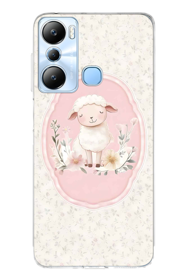 Infinix Hot 20I Compatible Little Lamb Patterned Transparent Phone Case