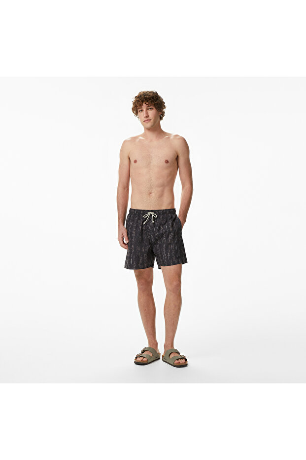 Regular Fit Men's Black Swim Shorts