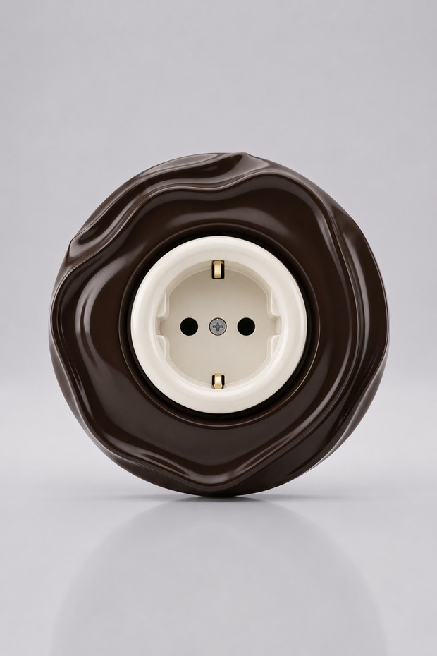 Special Design Wavy Series Exterior Brown Interior Cream Decorative Socket a Quality Plastic (Mechanism Included)