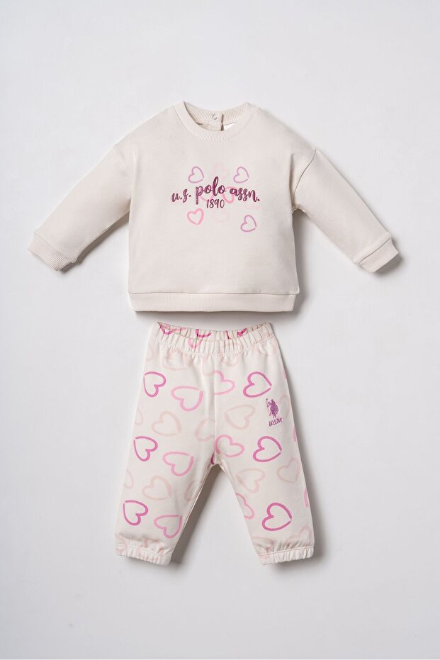 Embroidered Baby Girl White Long Sleeve Pajama Set Usb3261-C-V1