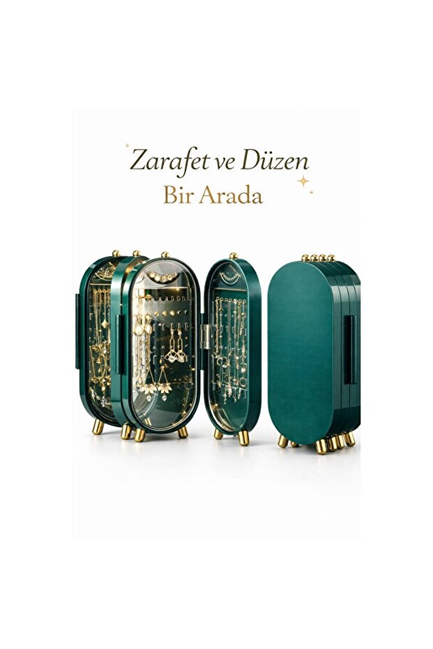 Practical Foldable Jewelry Organizer with Mirror and Stand