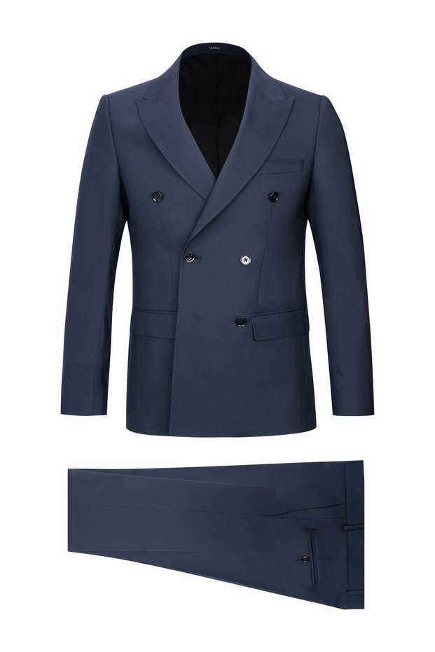 Navy Blue Regular Fit Double Breasted Suit