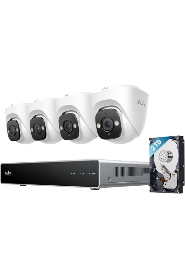 PoE NVR E41 System, 4K UHD 122° Color Night Vision, 8-Channel NVR, 2TB, IP67