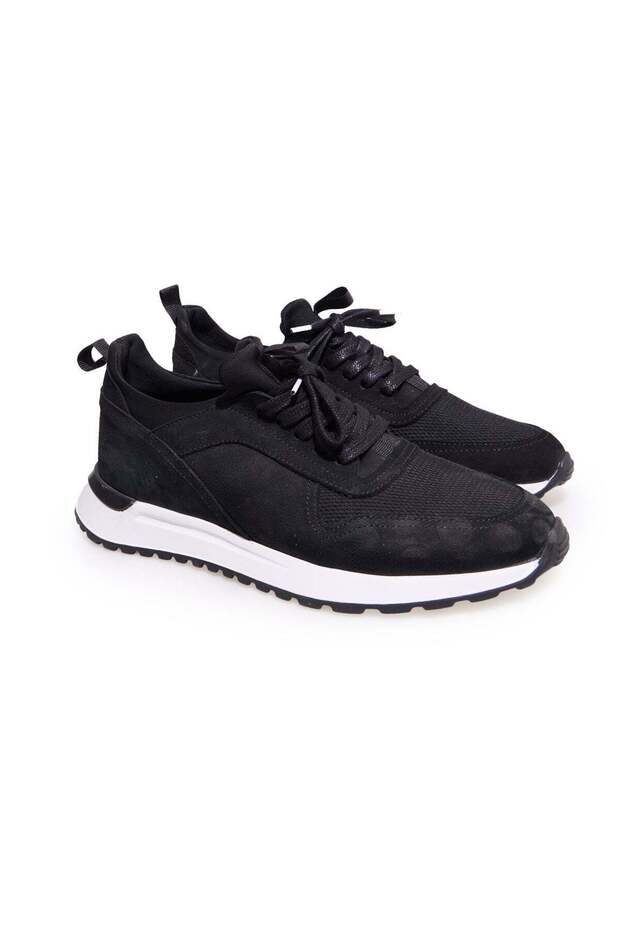 Black Color Lace-Up Genuine Leather Men's Shoes