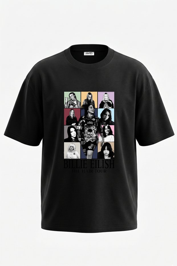 Billie Eilish_92 Design Printed Unisex Oversize Black Tshirt