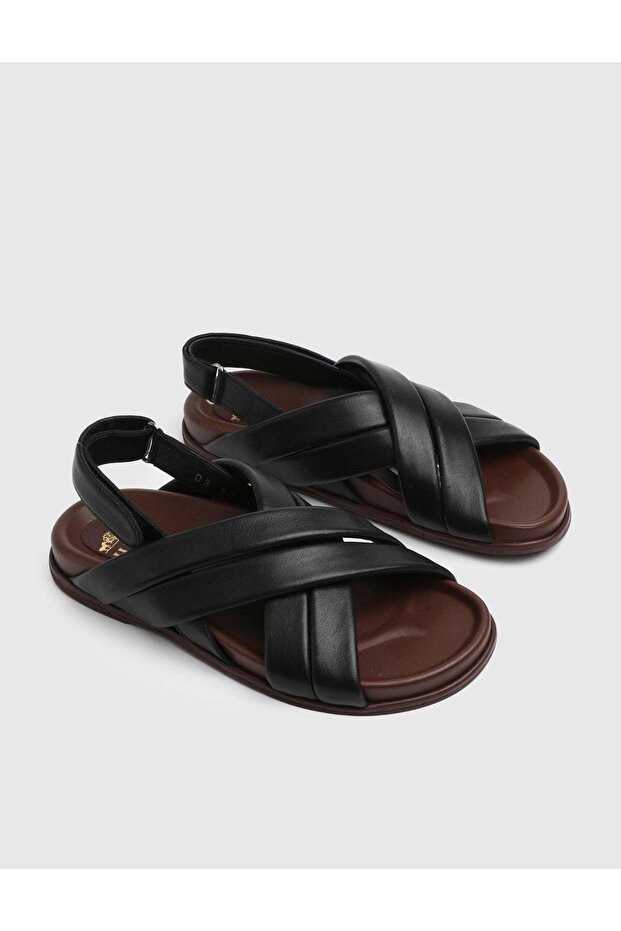 Meline Genuine Leather Women's Black Sandals