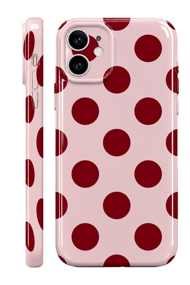 iPhone 11 Red Polka Dot Protect Slim Glossy Full Covering Print Camera Protected Phone Case