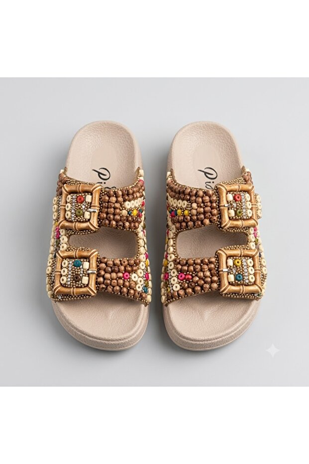 (Piomi) Soft Comfortable Sole Daily Women's Slippers Vi̇zon