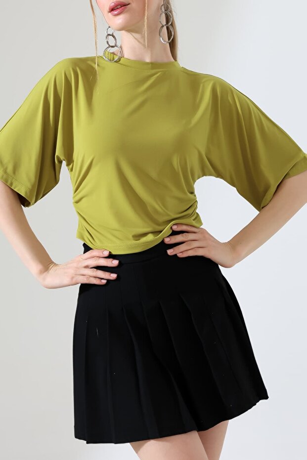Women's Sandy Side Gathered Short Sleeve Blouse