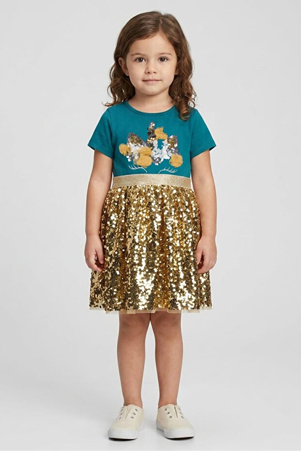 Toddlers Girl Textured Dress, Multicolor