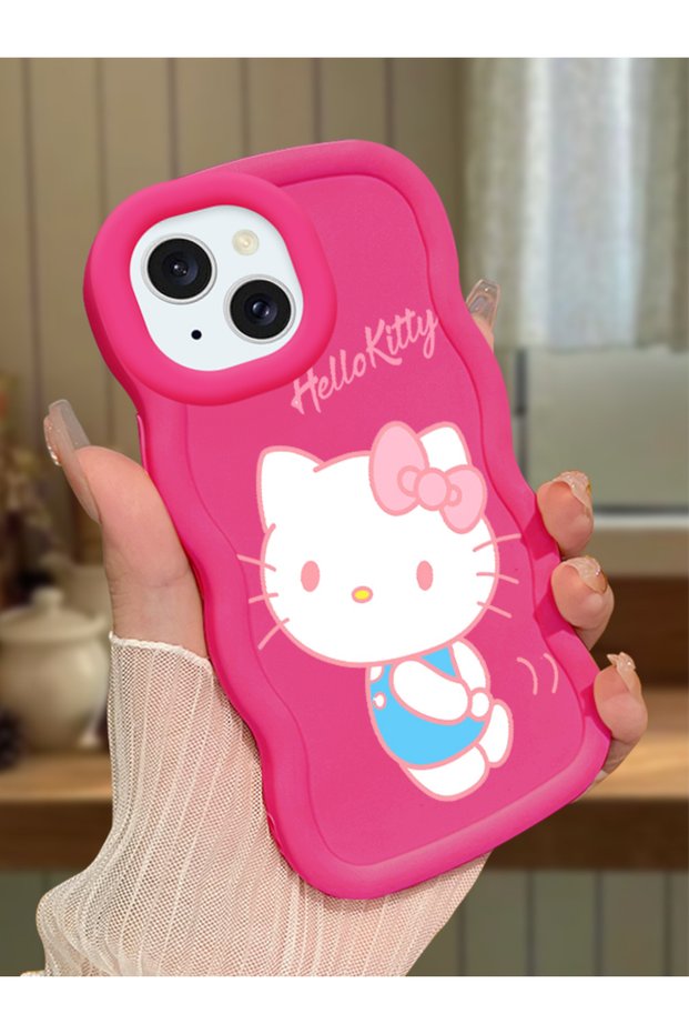 iPhone 15 Compatible Case Camera Protector Red Silicone Couple Phone Case Kitty Pattern