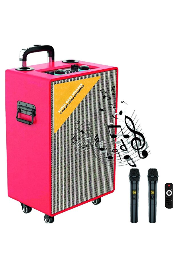 Portable Super Bass Trolley Speaker with 4000mAh Battery & Wired Mic Support