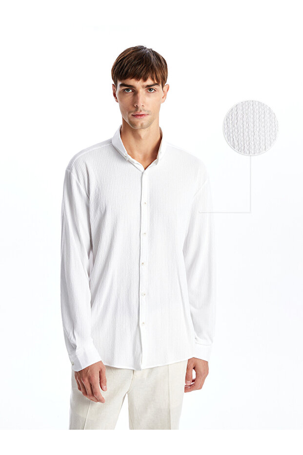 قميص رجالي بأكمام طويلة من NEVAVM بتصميم Regular Fit