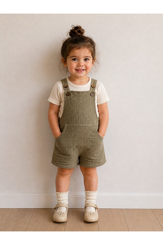 Koru Muslin Salopet | 100% Cotton | Kangaroo Pocket - with Strap