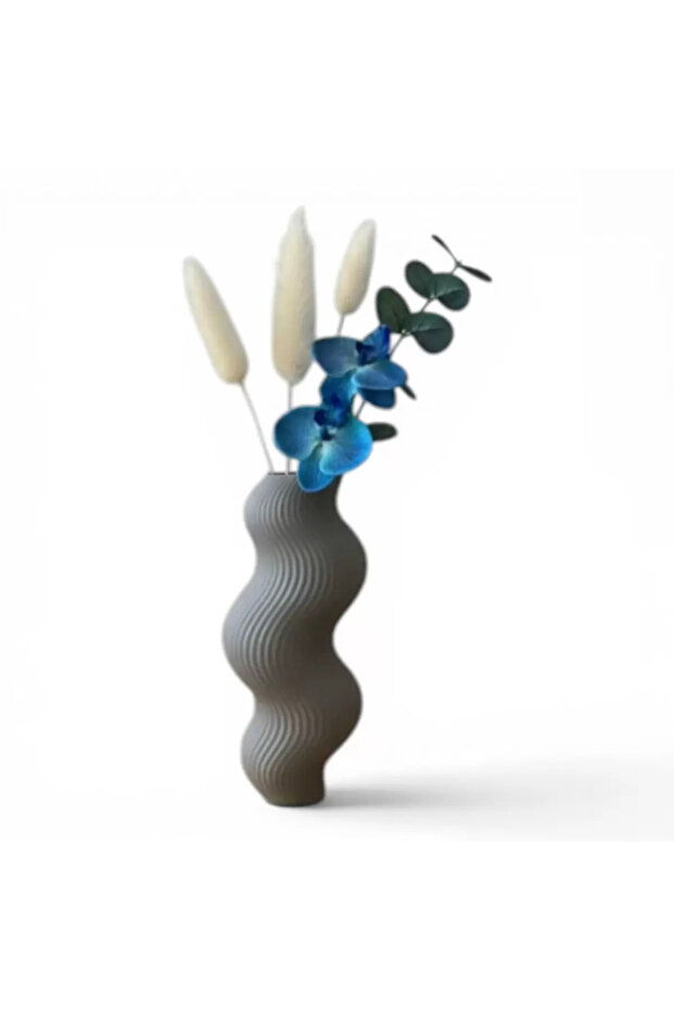 Nordic Style Wavy Form Decorative 3D Vase Gray