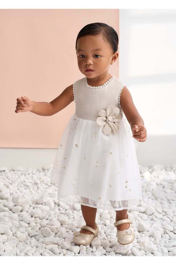 Mayoral Abel Lula Baby Girl Tulle Evening Dress Beige
