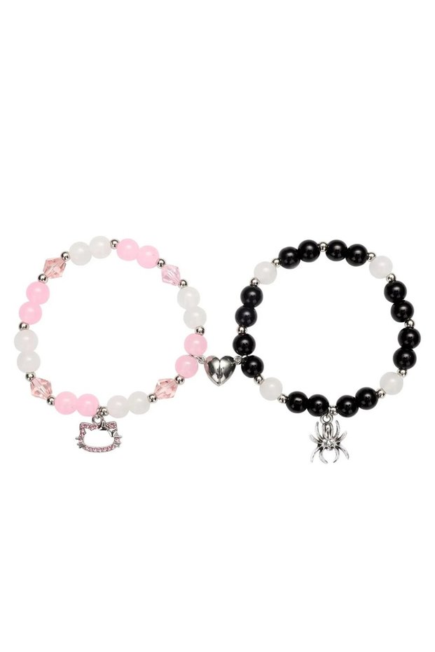 ASL70123C 2 PCS Spider Cat Charm Beaded Bracelet For Best Friend Multi Color Cat Eye Heart Bracelet
