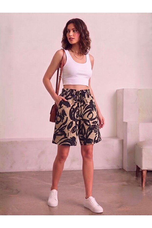 Women's Woven Patterned Shorts Toko Pattern