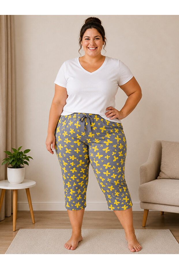 Lycra Ring Viscose King Size Capri Pajama Bottoms 6021