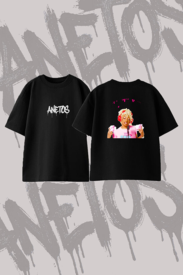 Megan Thee Stallion_2 Design Printed Oversize Crew Neck T-Shirt Black