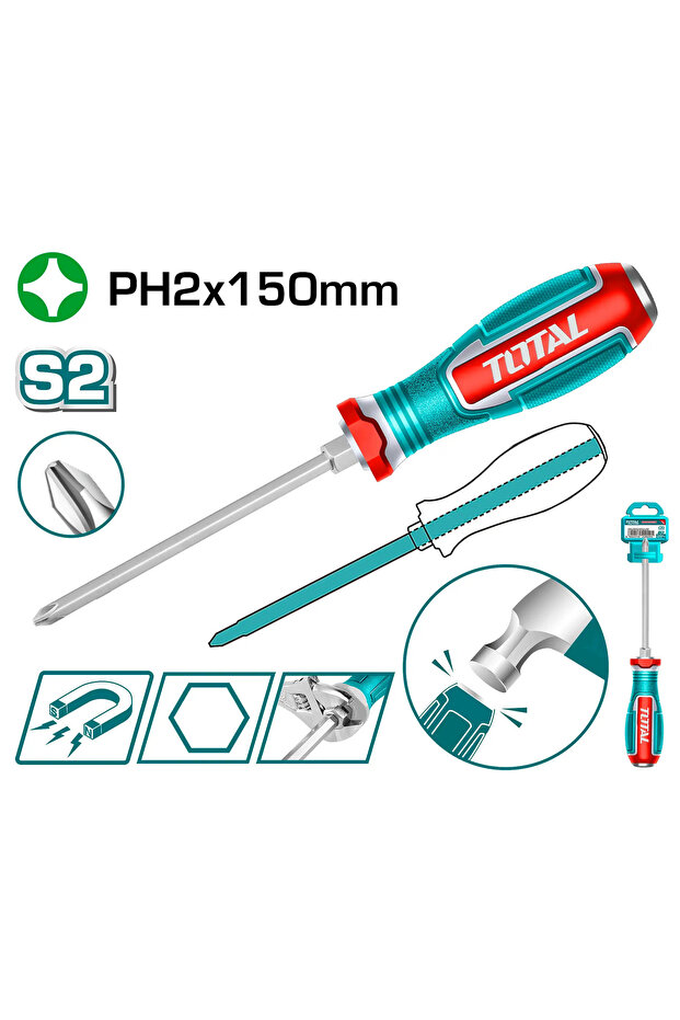مفك براغي يد ربر طرق PH2X150mm مصالب