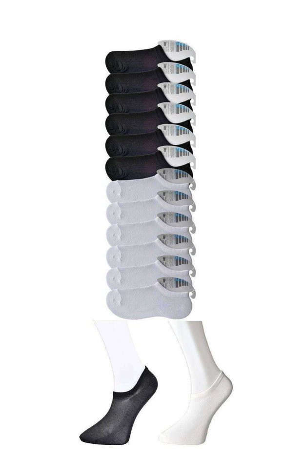 Black and White Men's Invisible Socks 12 Pairs