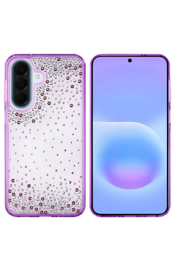 Galaxy A37 Case Camera Raised Glittery Drop Stone Silicone Senk