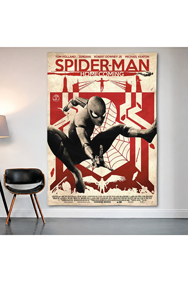 Spider-Man Noir Wall Covering Wall Tapestry First Quality Satin Fabric Poster