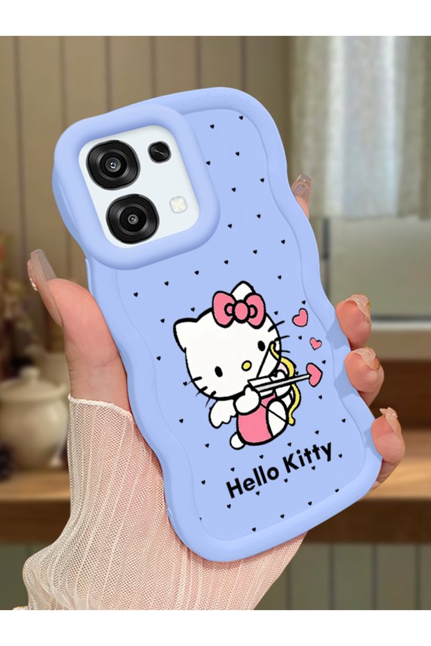 Oppo A6 Pro 5g Compatible Case Camera Protector Blue Silicone Couple Phone Case Kitty Pattern