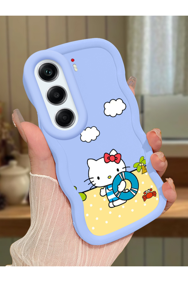 Tecno Camon 40 Pro 5g Compatible Case Camera Protector Blue Silicone Couple Phone Case Kitty Pattern