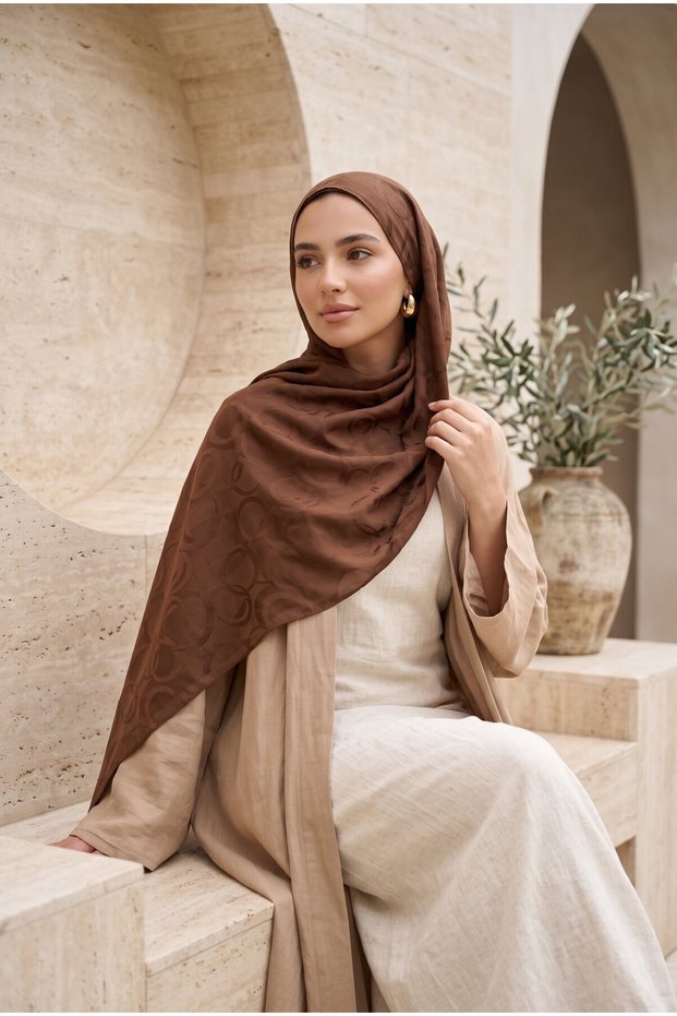 Modern Ring Pattern Jacquard Shawl Series Brown