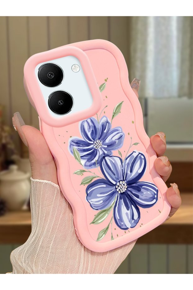 Vivo Y27S Compatible Case Camera Protector Pink Silicone Couple Phone Case Floral Pattern