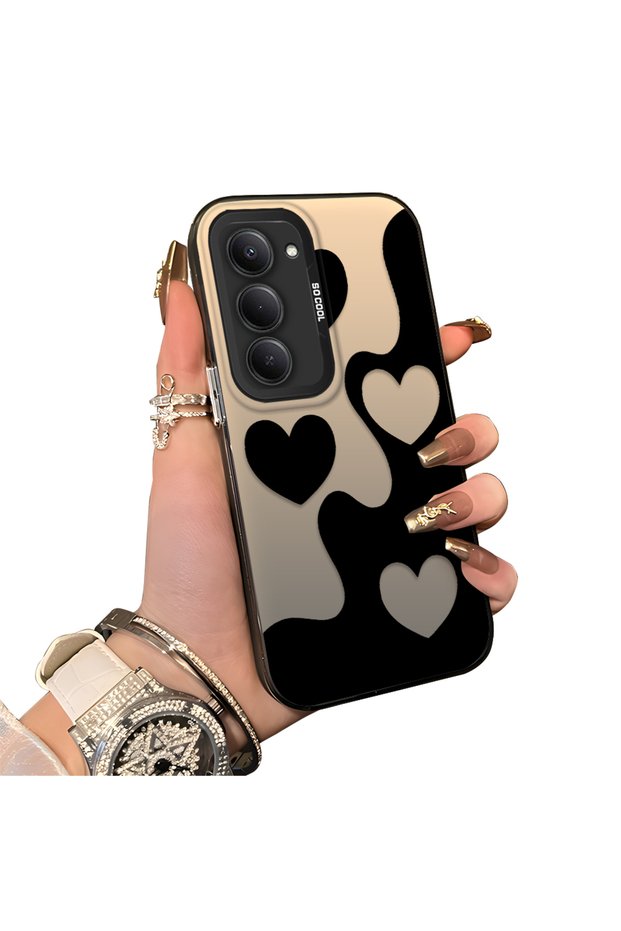 Redmi 15 5g Compatible Silicone Edge Hard Back Case Couple Phone Case Heart Pattern