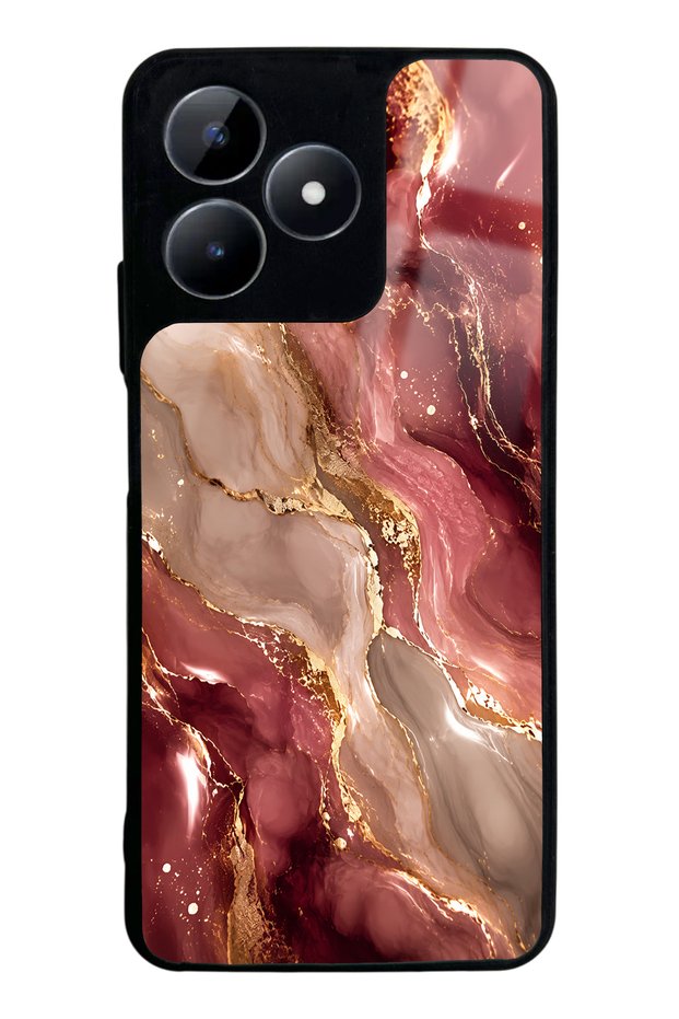 Realme C53 Burgundy Gold Marble Design Glossy Phone Case