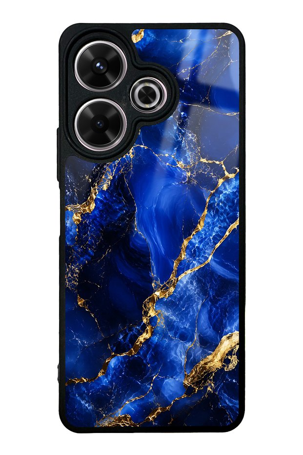 Xiaomi Redmi 13 4g Glossy Phone Case with Sapphire Gold Marble Design