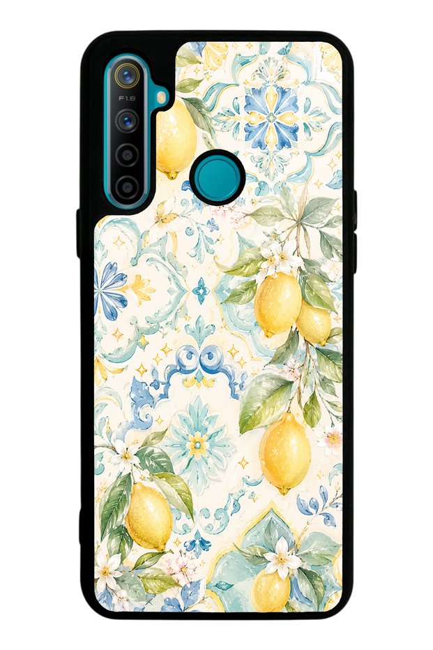 Realme 5I Glossy Phone Case with Azure Lemon Garden Design
