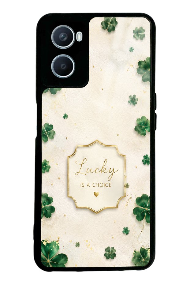 Oppo A96 Ivory Lucky Clover Design Glossy Phone Case