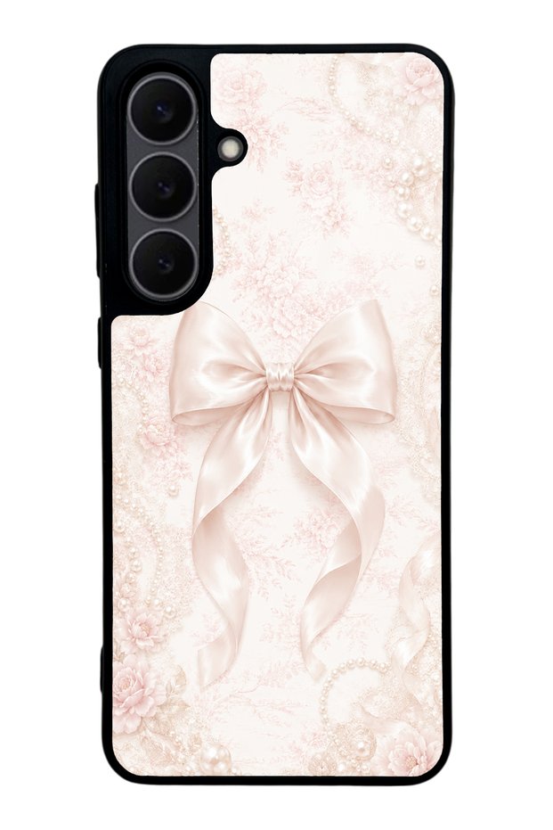 Samsung S25 Fe Blush Pearl Bow Design Glossy Phone Case