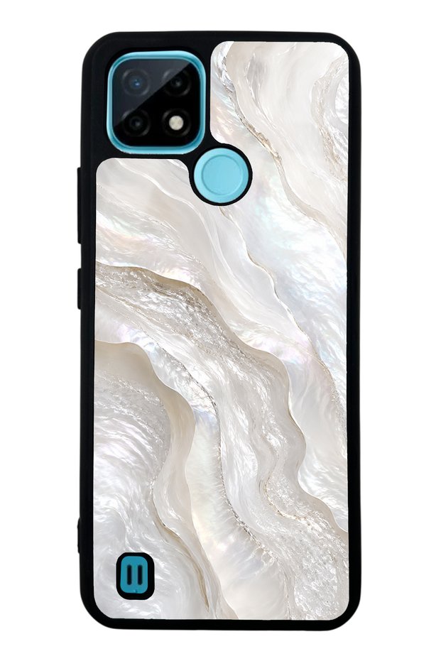Realme C21 Glossy Phone Case with Ivory Pearl Flow Design