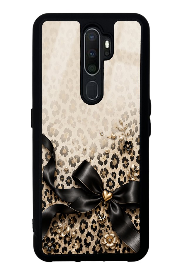 Oppo A5 2020 Golden Leopard Bow Design Glossy Phone Case
