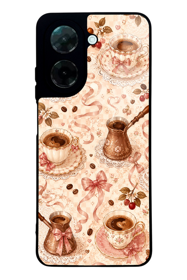 Xiaomi Redmi A5 Glossy Phone Case with Blush Coffee Bow Design