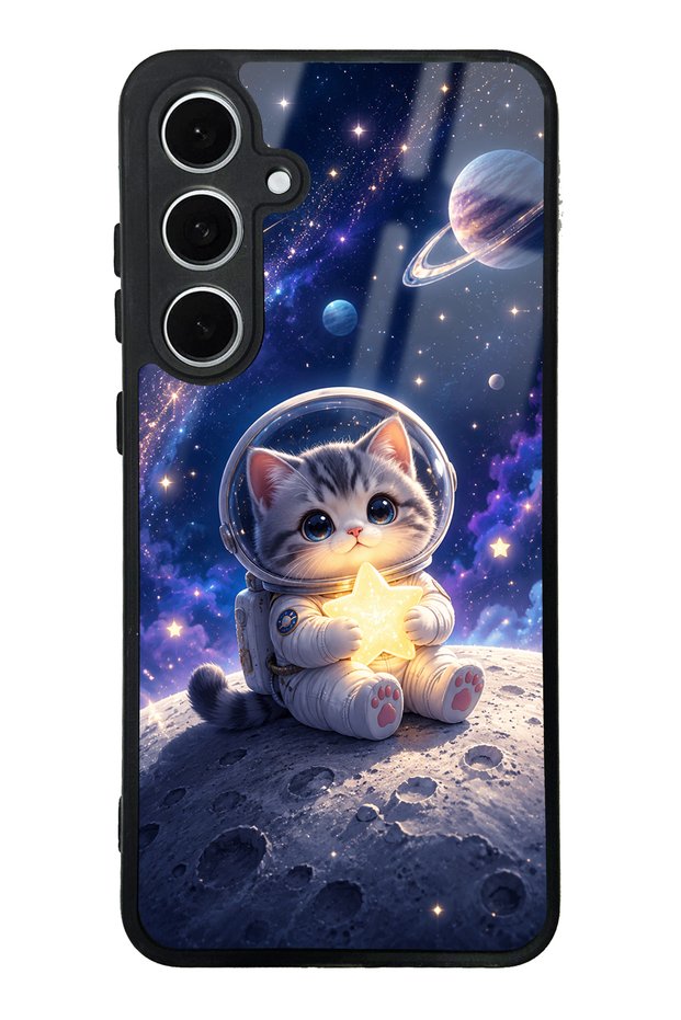 Samsung S24 Fe Starlight Space Kitty Design Glossy Phone Case
