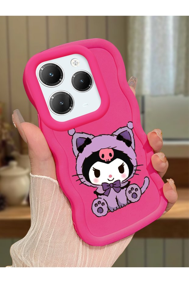 Infinix Hot 40 Compatible Case Camera Protector Red Silicone Couple Phone Case Kuromi Pattern