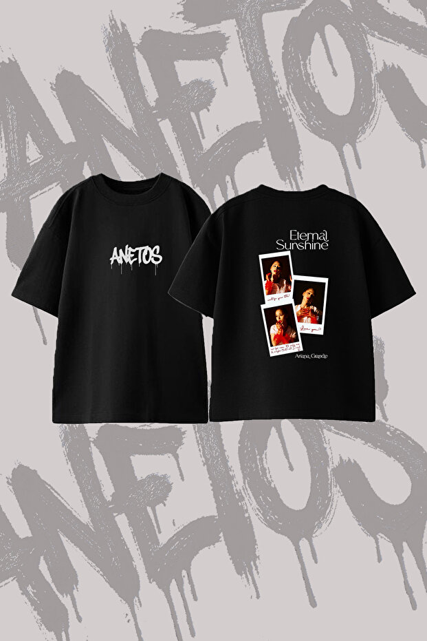 Ariana Grande_17 Design Back Printed Cotton Black Oversize T-Shirt