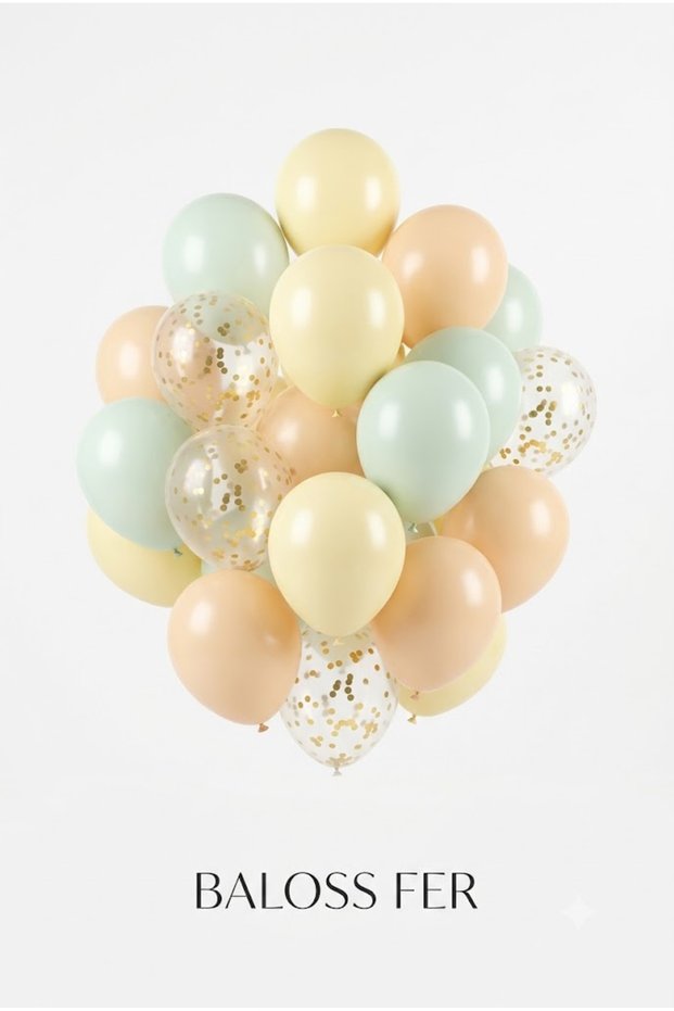 Macaron Yellow Orange Green Gold Confetti 20-Piece Pastel Birthday Balloon Set 11 Inch
