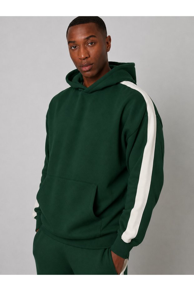 Men's Striped Hooded Sweatshirt with Pockets