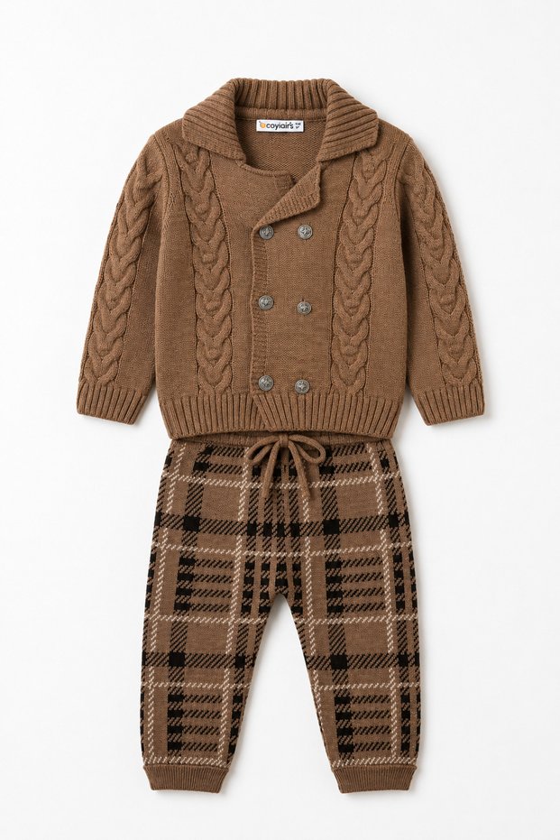 Baby Boy Knitwear Cardigan Pants Winter Set 23110